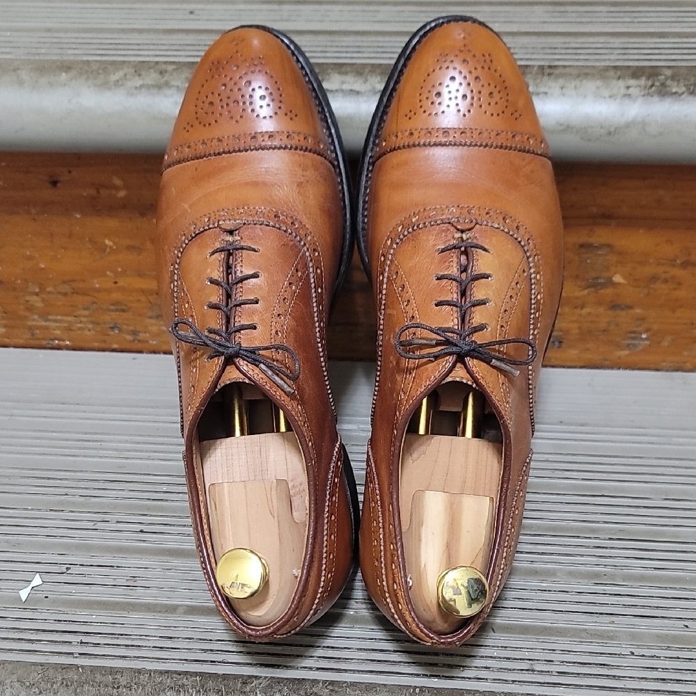 Mens Alden Classic Brown Leather Men's Dress Shoes Size 8. Made In USA.